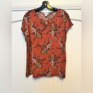 Liz Claiborne Women's Paisley Top - Terracotta and Ivory